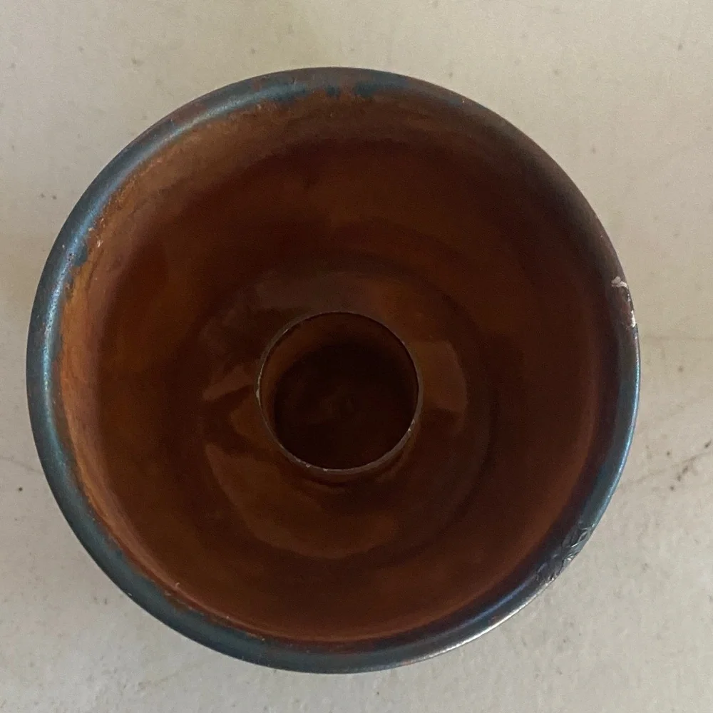 Brown Ceramic Taper Candle Holders - Set of 2